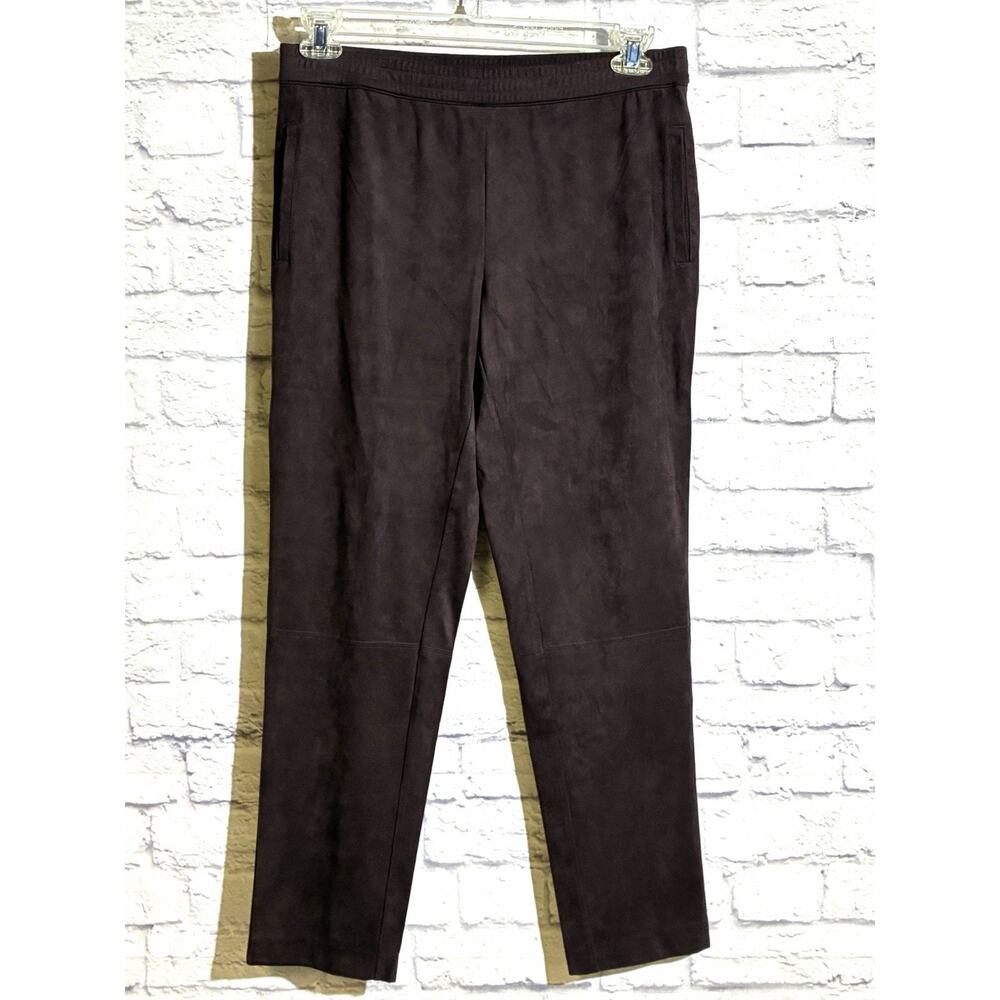 J Jill Wearever Faux Suede Pants Small Rum Raisin NWT Elastic Waist